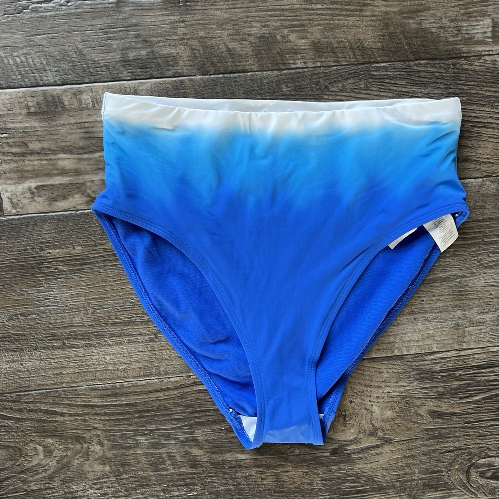 Ralph Lauren Swimwear Modern High-Waist Bikini Bottoms Cabana Ombre Bathing sz 4